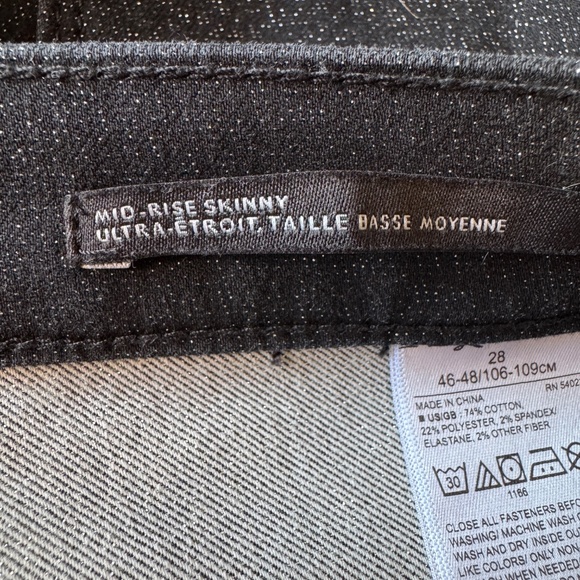 Banana Republic Womens Mid-Rise Skinny Glitter Jeans Black 28 Retro Disco Preppy - Picture 7 of 15